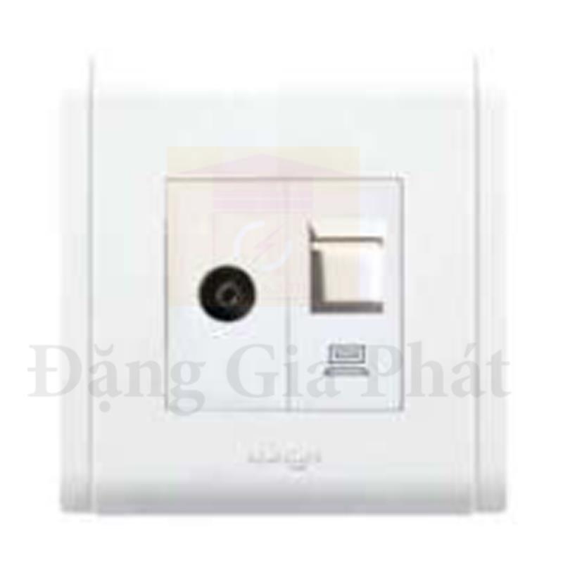Ổ cắm tivi 5-850Mhz + Ổ cắm vi tính RJ45